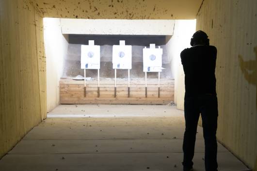 man in shooting range in shoot