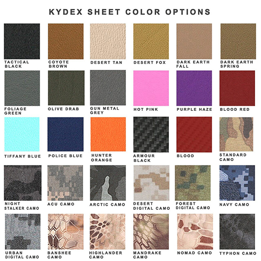 Kydex Sheet Color Option